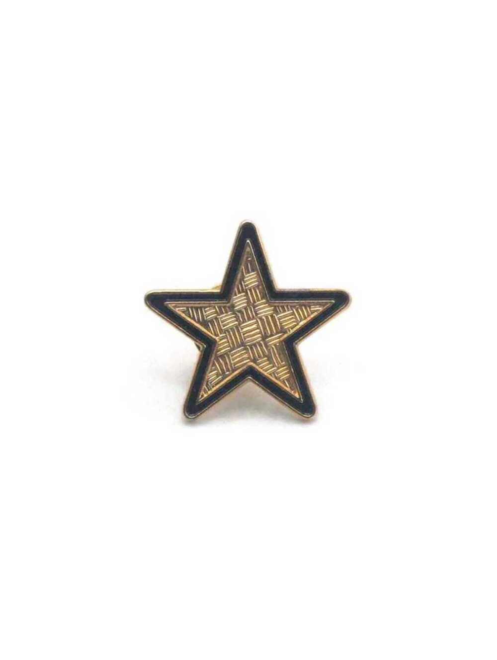 Vintage Textured Gold Tone and Black Enamel Star Pin, Northern Star Badge.